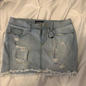 Light Ripped Jean Skirt